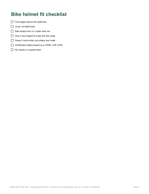 Preview of the first page of Bike fit check