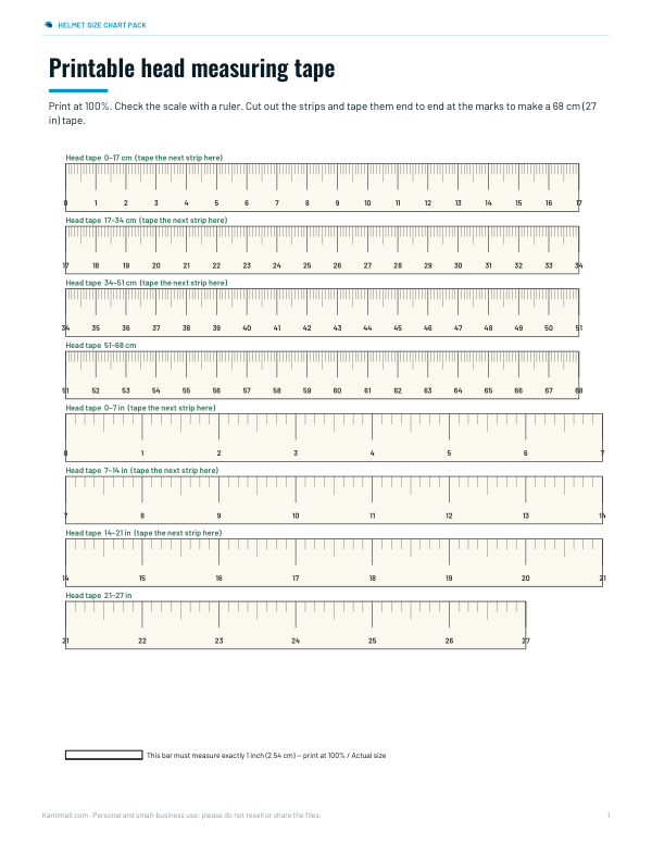 Preview of Printable Helmet Measuring Tape